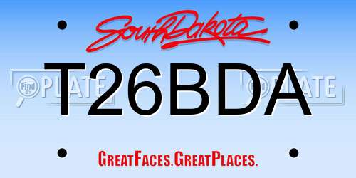 T26BDA South Dakota License Plate