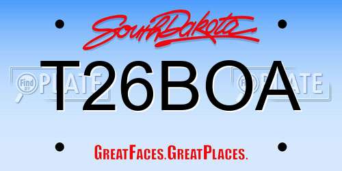 T26BOA South Dakota License Plate