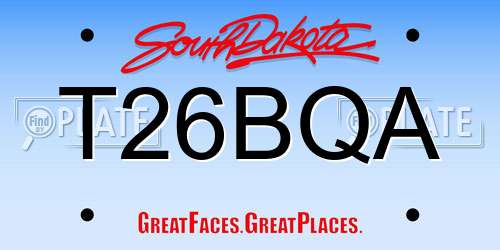 T26BQA South Dakota License Plate
