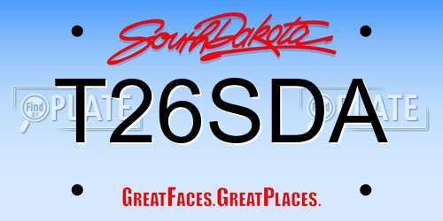 T26SDA South Dakota License Plate