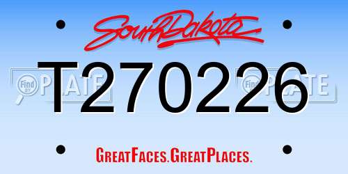 T270226 South Dakota License Plate