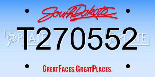 T270552 South Dakota License Plate