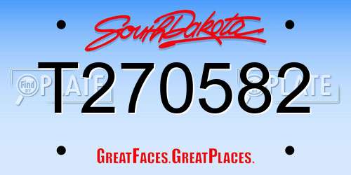 T270582 South Dakota License Plate