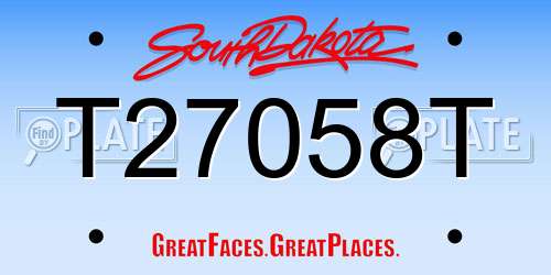 T27058T South Dakota License Plate