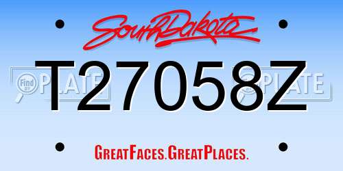 T27058Z South Dakota License Plate