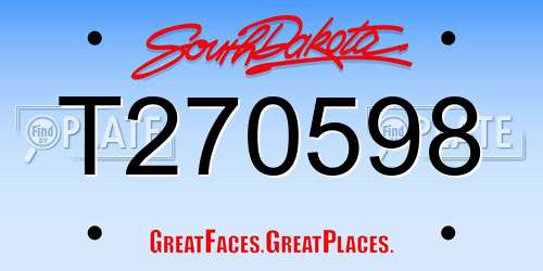 T270598 South Dakota License Plate