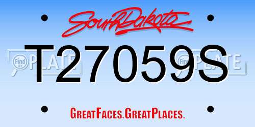 T27059S South Dakota License Plate