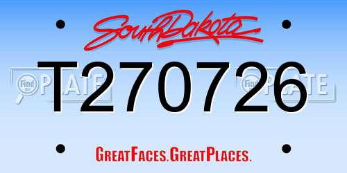 T270726 South Dakota License Plate