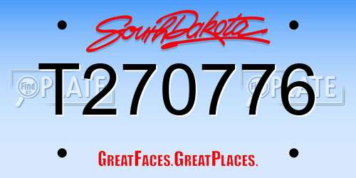 T270776 South Dakota License Plate