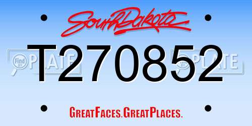 T270852 South Dakota License Plate