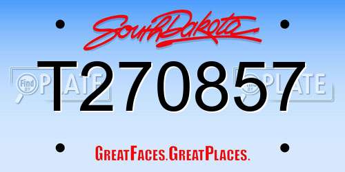 T270857 South Dakota License Plate