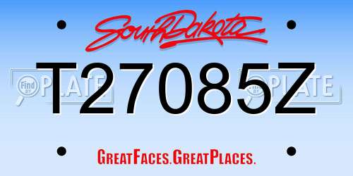 T27085Z South Dakota License Plate