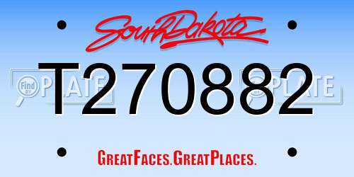 T270882 South Dakota License Plate
