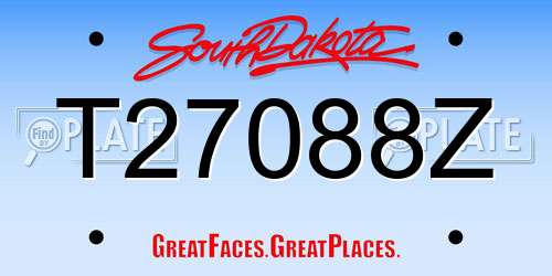 T27088Z South Dakota License Plate