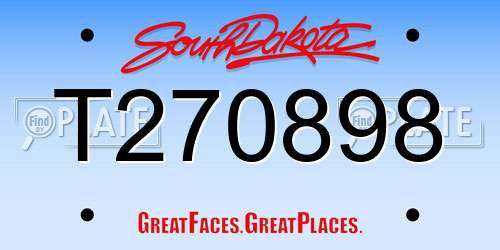 T270898 South Dakota License Plate
