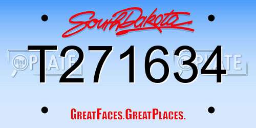 T271634 South Dakota License Plate