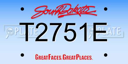 T2751E South Dakota License Plate