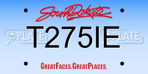 T275IE South Dakota License Plate