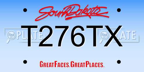 T276TX South Dakota License Plate
