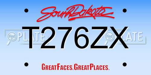 T276ZX South Dakota License Plate