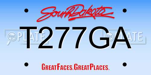 T277GA South Dakota License Plate