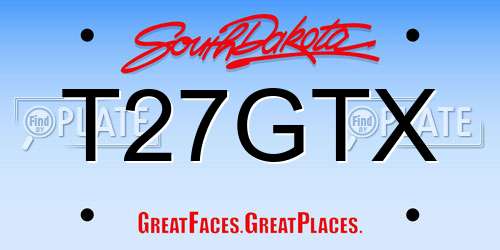 T27GTX South Dakota License Plate