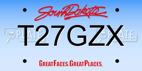 T27GZX South Dakota License Plate