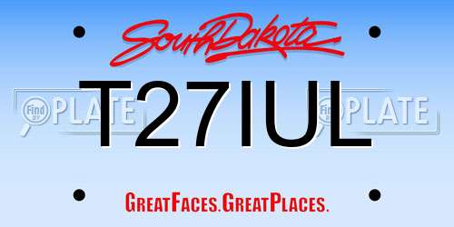T27IUL South Dakota License Plate