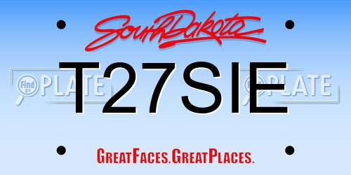 T27SIE South Dakota License Plate