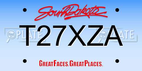 T27XZA South Dakota License Plate