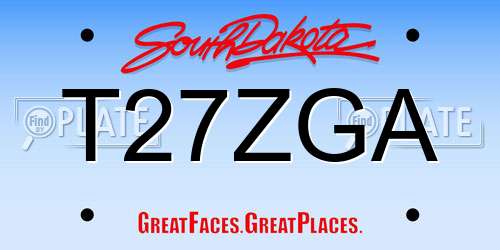 T27ZGA South Dakota License Plate
