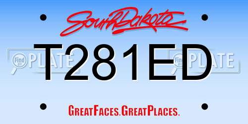 T281ED South Dakota License Plate