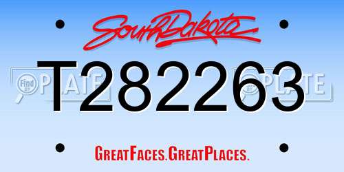 T282263 South Dakota License Plate