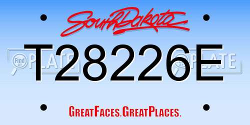 T28226E South Dakota License Plate
