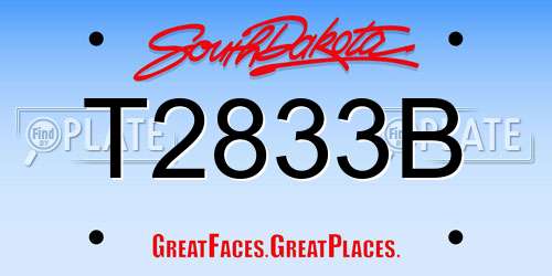 T2833B South Dakota License Plate