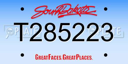T285223 South Dakota License Plate