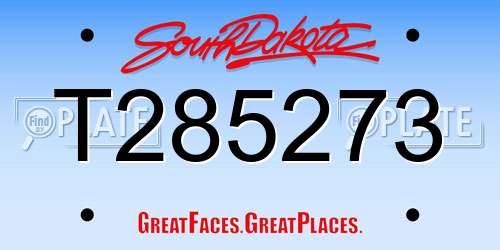 T285273 South Dakota License Plate