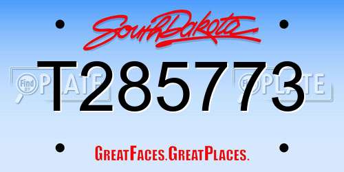 T285773 South Dakota License Plate