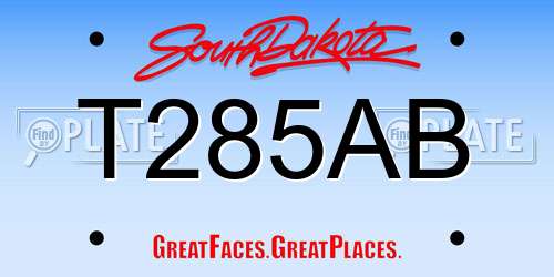 T285AB South Dakota License Plate