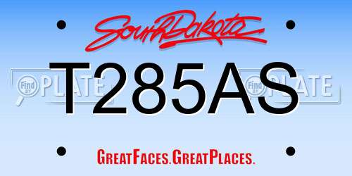 T285AS South Dakota License Plate