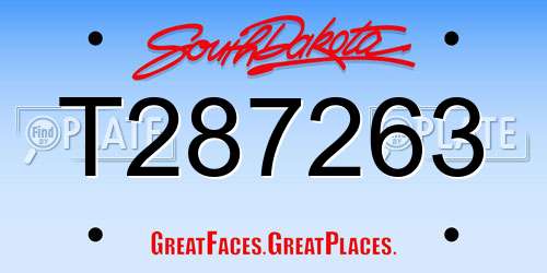 T287263 South Dakota License Plate
