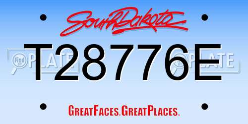 T28776E South Dakota License Plate