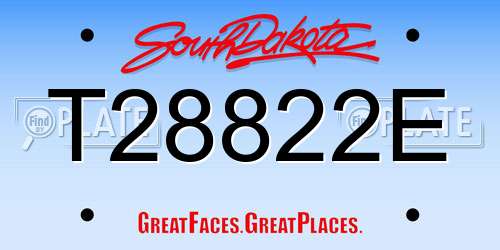 T28822E South Dakota License Plate
