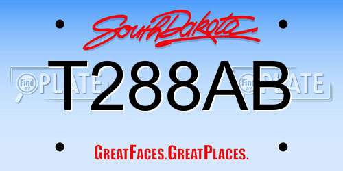 T288AB South Dakota License Plate