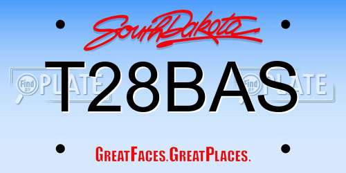 T28BAS South Dakota License Plate