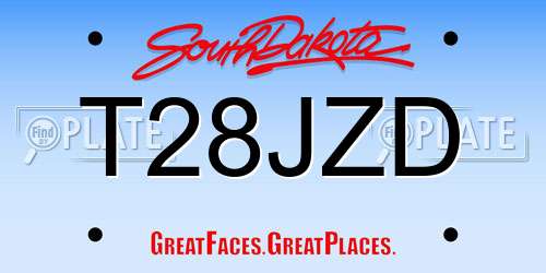 T28JZD South Dakota License Plate