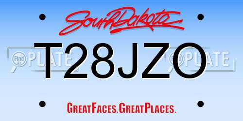 T28JZO South Dakota License Plate