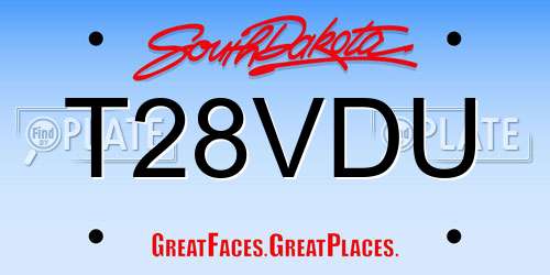 T28VDU South Dakota License Plate