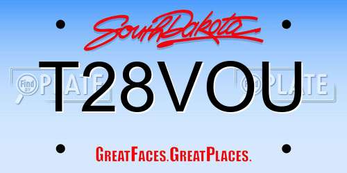 T28VOU South Dakota License Plate