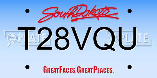 T28VQU South Dakota License Plate